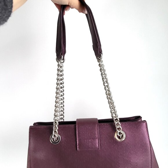 Valentino by Mario Valentino Metallic Purple Shoulder Bag I Chain Strap, Tassel - Picture 2 of 11